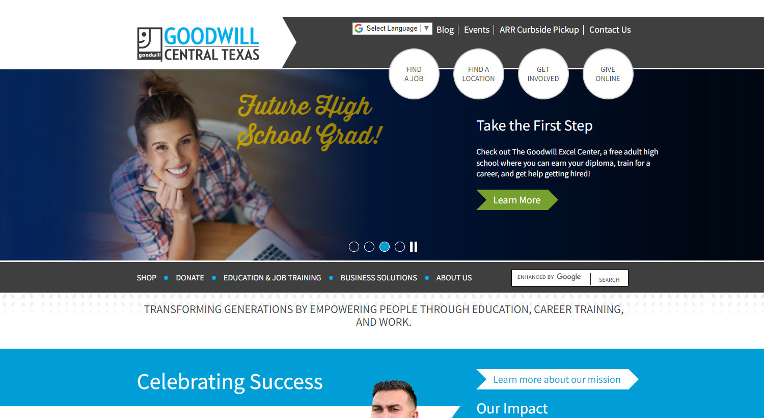 The previous Goodwill Central Texas website before the redesign.